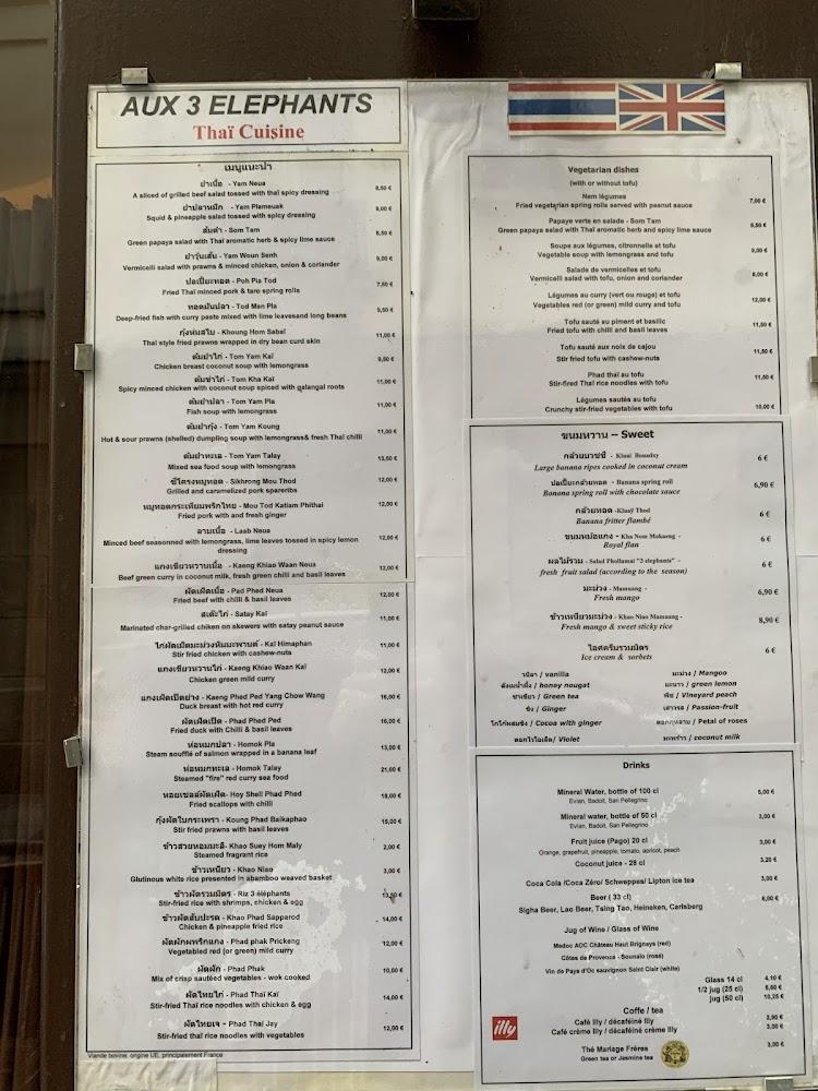 Aux 3 Eléphants - Menu Image 1